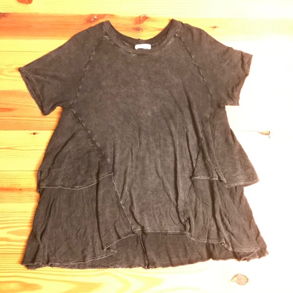 Altar’d State Slate Gray Ruffle Tee, EUC, M - Picture 3 of 13